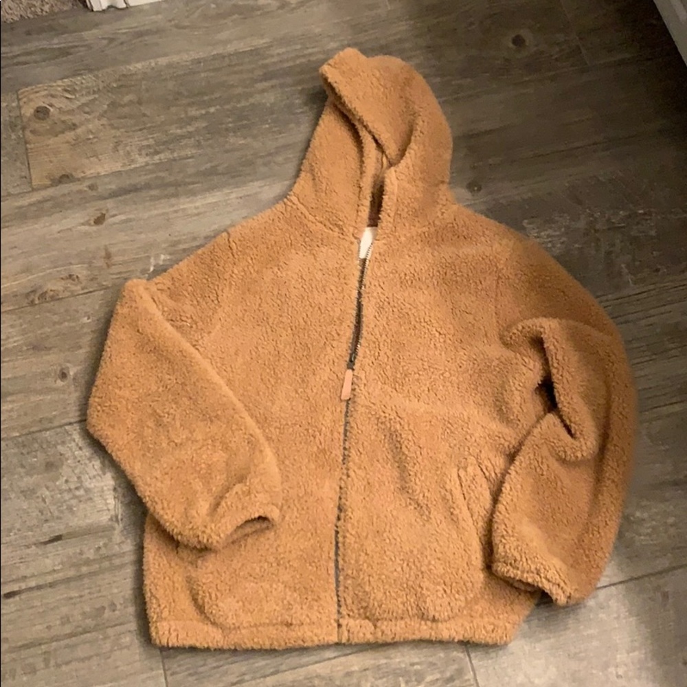 Honey brown Sherpa zip up